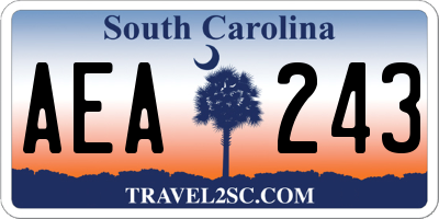 SC license plate AEA243