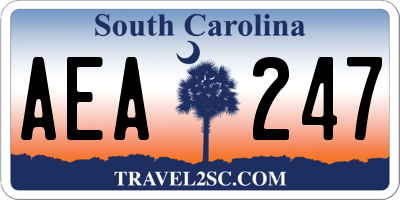 SC license plate AEA247