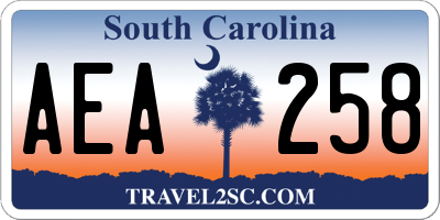 SC license plate AEA258