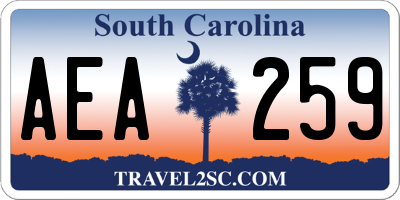SC license plate AEA259