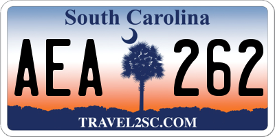 SC license plate AEA262