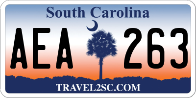 SC license plate AEA263