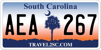 SC license plate AEA267