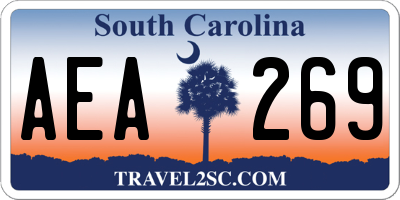 SC license plate AEA269