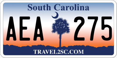 SC license plate AEA275