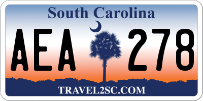 SC license plate AEA278