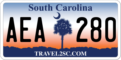 SC license plate AEA280