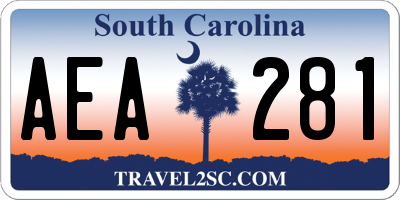 SC license plate AEA281
