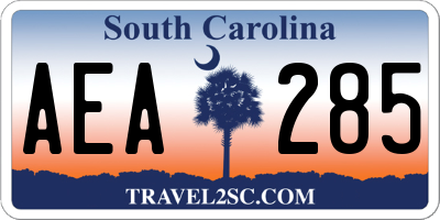 SC license plate AEA285