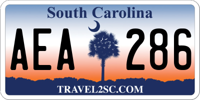 SC license plate AEA286