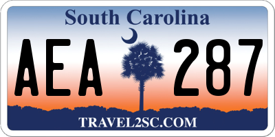 SC license plate AEA287