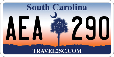 SC license plate AEA290