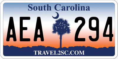 SC license plate AEA294