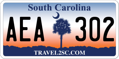 SC license plate AEA302