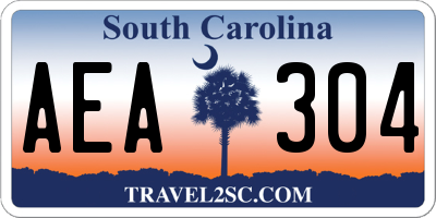 SC license plate AEA304