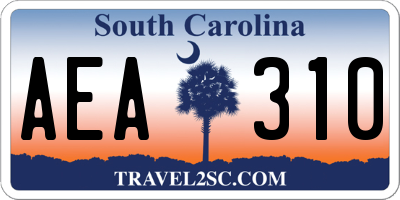 SC license plate AEA310