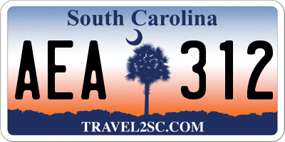 SC license plate AEA312