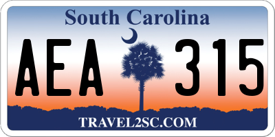 SC license plate AEA315