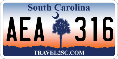 SC license plate AEA316