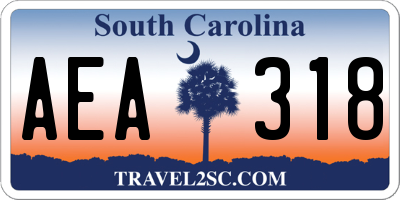 SC license plate AEA318