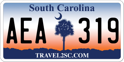 SC license plate AEA319