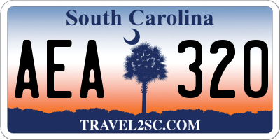 SC license plate AEA320