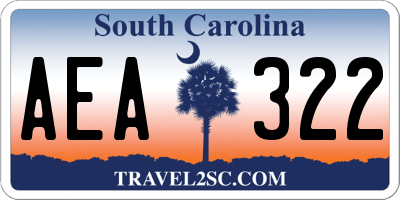 SC license plate AEA322