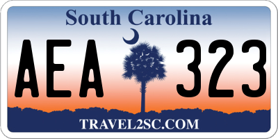 SC license plate AEA323
