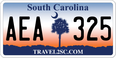 SC license plate AEA325