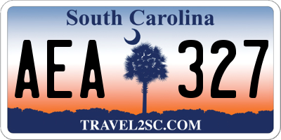SC license plate AEA327