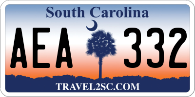 SC license plate AEA332