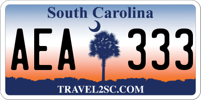 SC license plate AEA333