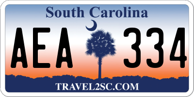 SC license plate AEA334