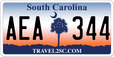 SC license plate AEA344
