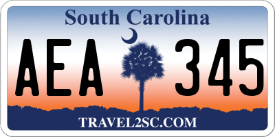 SC license plate AEA345