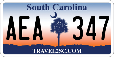 SC license plate AEA347