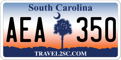 SC license plate AEA350