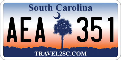 SC license plate AEA351
