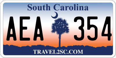 SC license plate AEA354