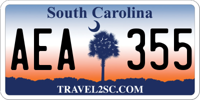 SC license plate AEA355