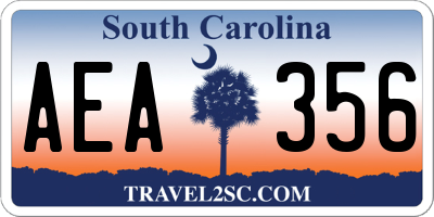 SC license plate AEA356