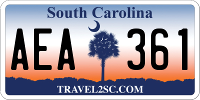 SC license plate AEA361