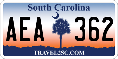 SC license plate AEA362