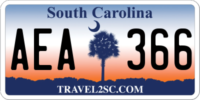 SC license plate AEA366
