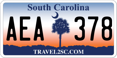 SC license plate AEA378