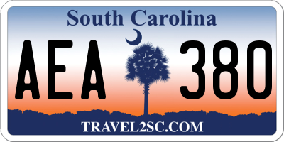 SC license plate AEA380
