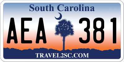 SC license plate AEA381