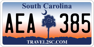 SC license plate AEA385
