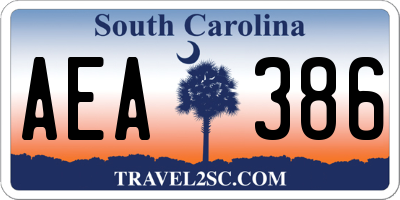 SC license plate AEA386