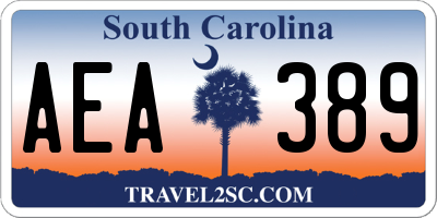 SC license plate AEA389